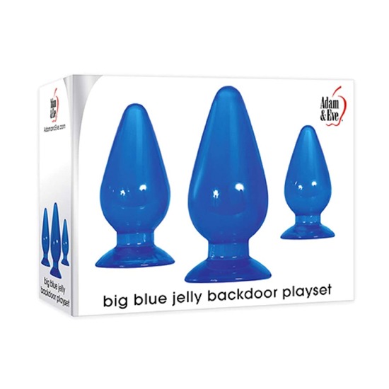 Kit de Entrenamiento de 3 Plugs Anales Big Blue Jelly Backdoor Playset Adam & Eve