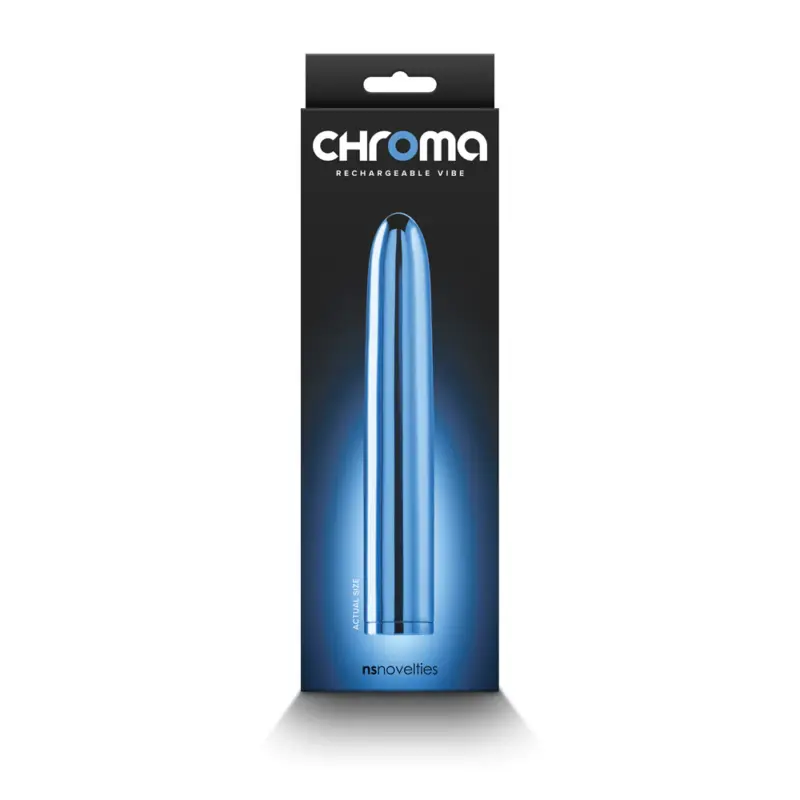 Vibrador Recargable Metálico Chroma Blue 18cm NS Novelties