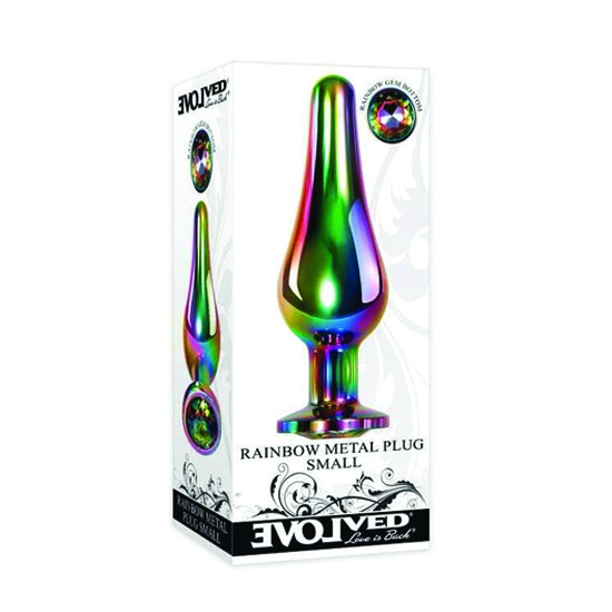 Plug Anal de Metal Arcoíris con Gema Rainbow Metal Plug Chico Evolved 7cm