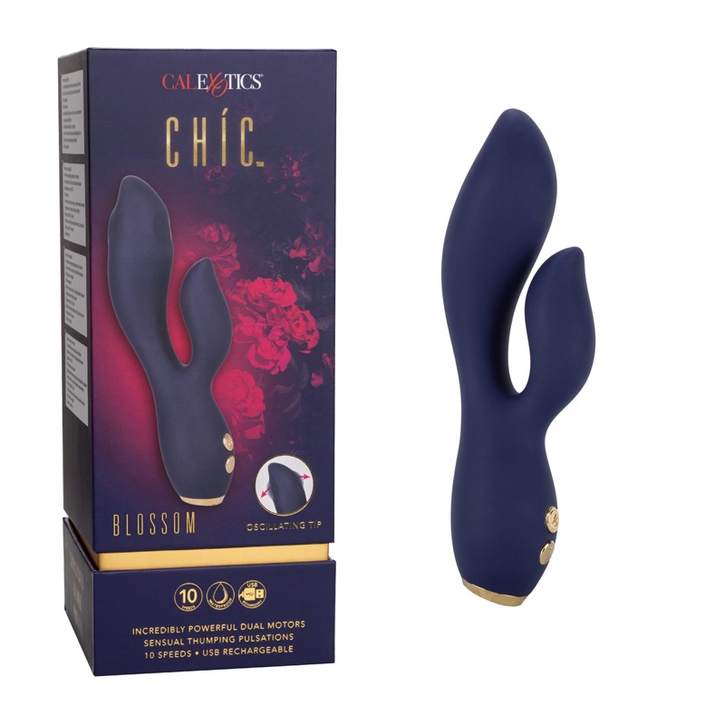 Vibrador Rabbit de Punto G y Clítoris Chíc Blossom Navy CalExotics