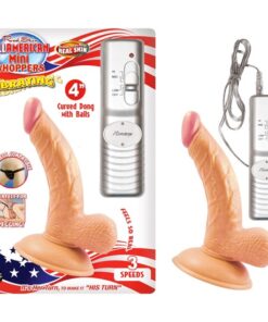 All American Mini Whoppers Vibrating 4'' Curved Dong W/ Balls White