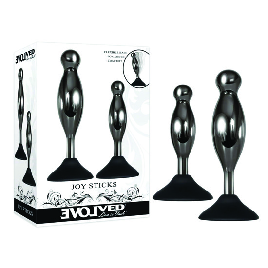 Set de Plugs Anales Joy Sticks con Base Flexible Negros Evolved