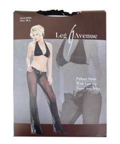 Leg Avenue Fishnet Pants with Lace Up M/L - Black