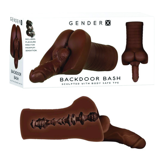 Stroker y Dildo Anal Doble Función Backdoor Bash Dark Brown Gender X