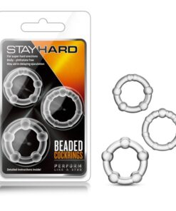 Stay Hard Beaded Cockrings Clear