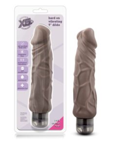 X5 Plus Hard On Vibrating 9" Dildo Brown