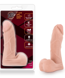 X5 Plus 5" Cock With Flexible Spine Beige