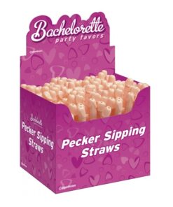 Bachelorette Party Favors Pecker Sipping Straw Display - Light 144 pcs