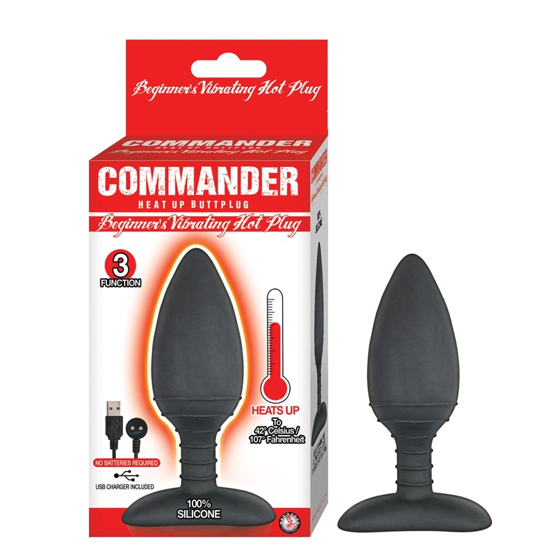 Plug Anal Vibratorio con Calor Beginner's Hot Plug Negro Commander