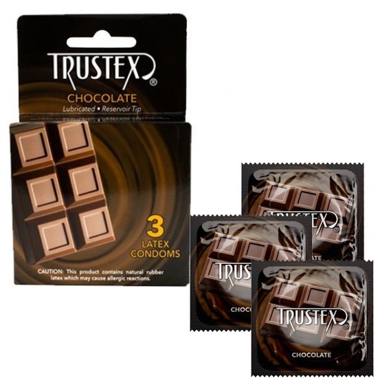 Trustex Flavored Lubricated Condoms - 3 Pack - CHOCOLATE