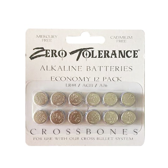 Paquete de 12 Baterías Alcalinas LR44 Crossbones Zero Tolerance