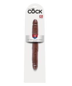 King Cock 12" Slim Double Dildo - Brown