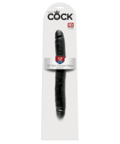 King Cock 12" Slim Double Dildo - Black