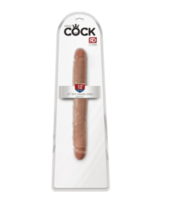 King Cock 12" Slim Double Dildo - Tan