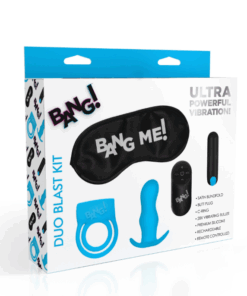 BG Duo Blast C-Ring, Butt Plug, Bullet, & Blindfold Kit - Blue