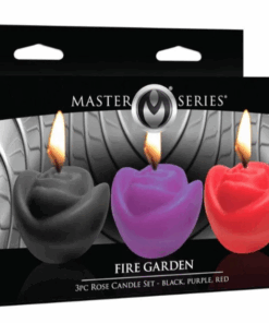 Fire Garden 3pc Rose Candle Set - Black Purple Red
