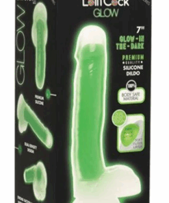 Curve Toys Lollicock 7" Glow In The Dark Silicone Dildo W/balls - Green