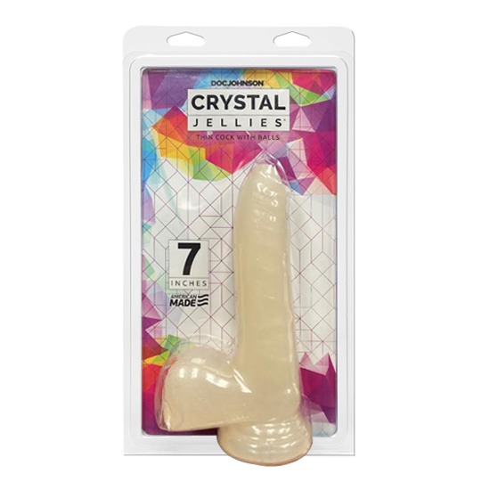 Dildo Crystal Jellies Thin Cock with Balls Clear 18cm Doc Johnson