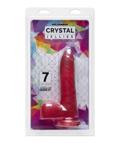 Crystal Jellies - 7" Thin Cock With Balls - Pink