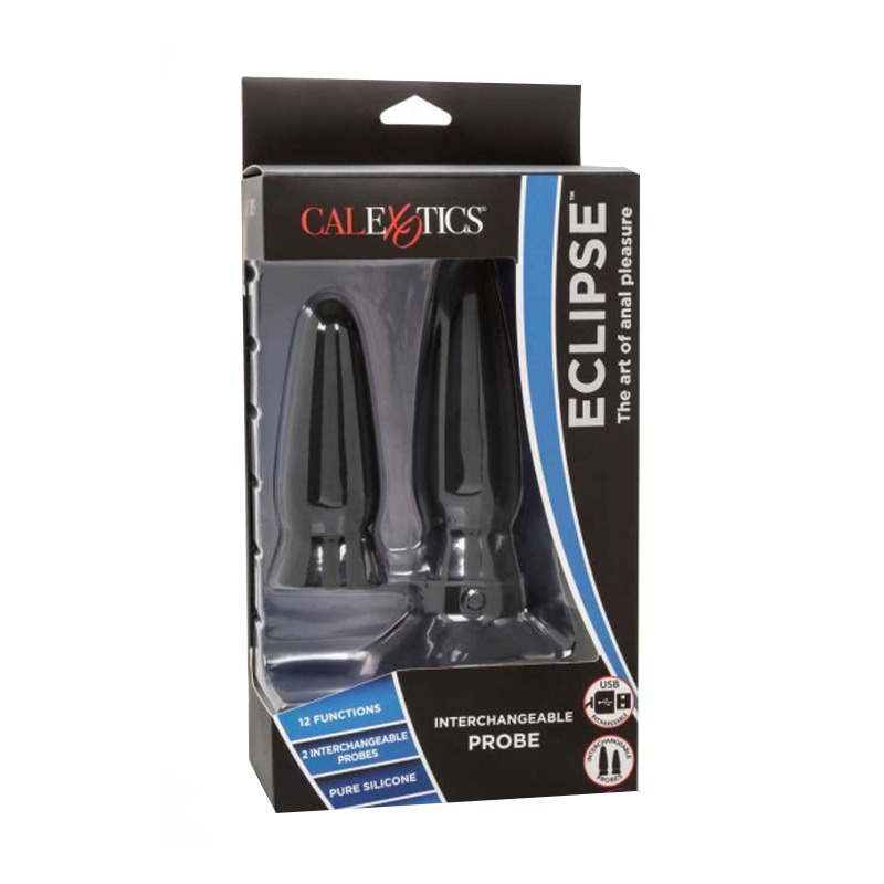 Set de Plugs Anales Vibradores Intercambiables Eclipse Negro CalExotics