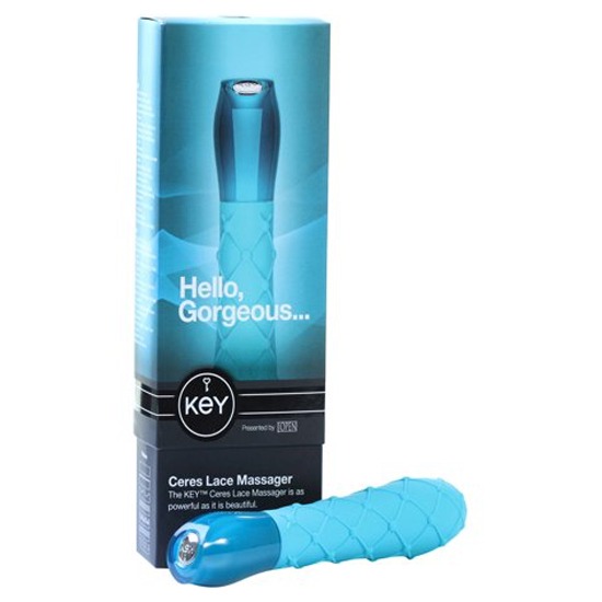 Vibrador Tipo Varita con Textura Ceres Lace Robin Egg Blue Key