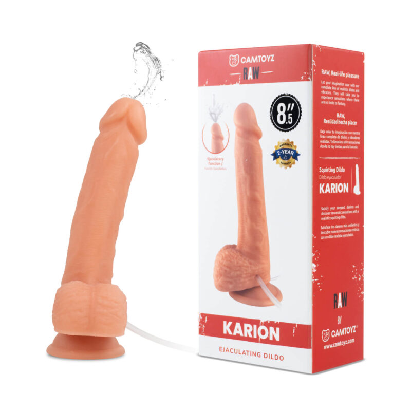 Dildo Eyaculador Realista 8.5" con Ventosa KARION Camtoyz RAW