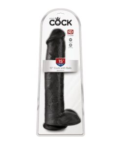 King Cock 15" Cock with Balls - Black