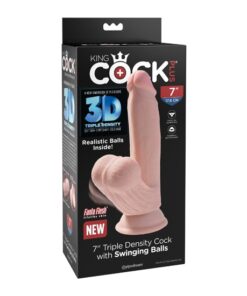 King Cock Plus 7" Triple Density Cock With Swinging Balls - Light