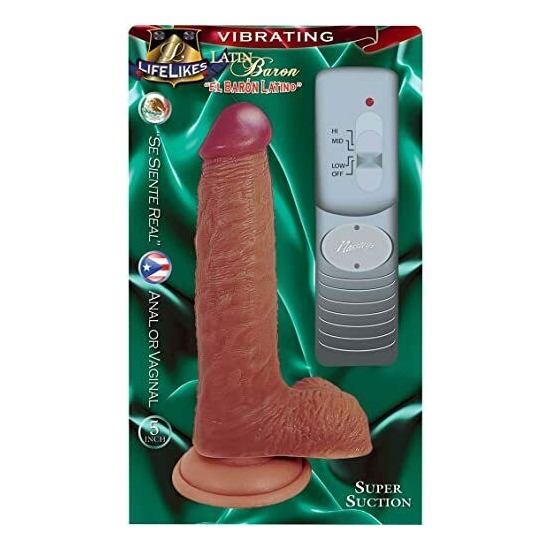 Dildo Vibrador Realista Latin Baron 19cm con Control de Dial Nasstoys