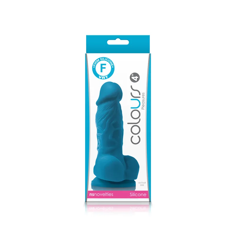 Dildo de Silicón con Ventosa Colours Pleasures Azul 11cm NS Novelties