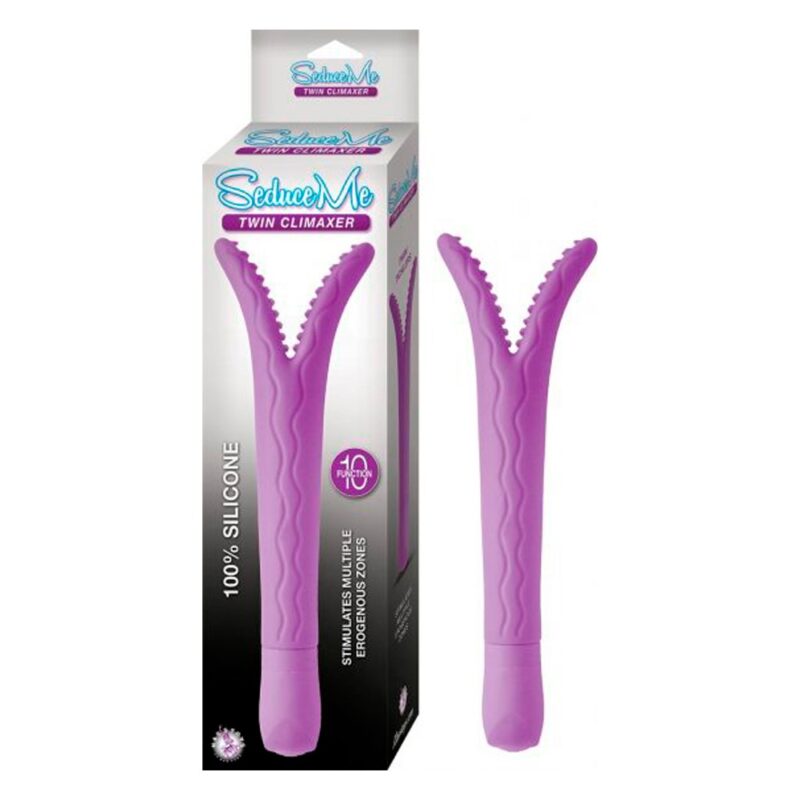 Vibrador Multizona de Doble Punta Morado Seduce Me Twin Climaxer Nasstoys