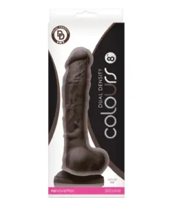 Colours - Dual Density - 8" Dildo - Dark Brown