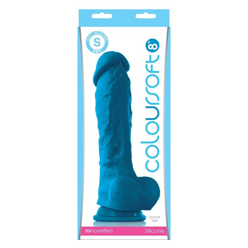 Dildo de Silicona Suave con Ventosa NS Novelties Coloursoft 20cm Azul