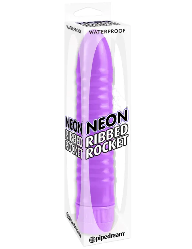 Vibrador Neon Ribbed Rocket Morado Pipedream