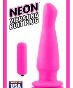 Neon Vibrating Butt Plug Pink