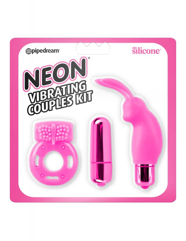 Kit Vibrador para Parejas de Silicón Neon Pink Pipedream