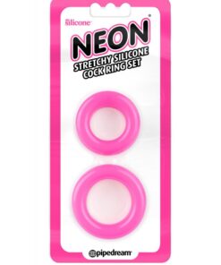 Neon Stretchy Silicone Cock Ring Set Pink
