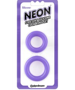 Neon Stretchy Silicone Cock Ring Set Purple