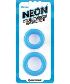 Neon Stretchy Silicone Cock Ring Set Blue