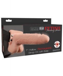 Hollow Rechargeable Strap-On With Balls 7''