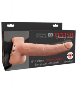 Hollow Rechargeable Strap-On With Balls 9''