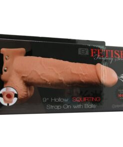 Fetish Fantasy 9" Hollow Squirting Strap-On With Balls Flesh