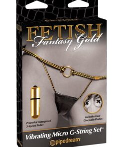 Fetish Fantasy Gold Vibrating Micro G-String Set - Black