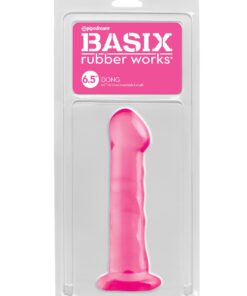 Basix Rubber Works 6.5" Dong with Suction Cup-Pink