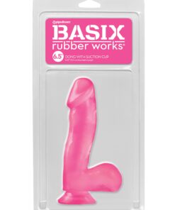Basix Rubber Works 6.5" Dong With Suction Cup - Pink