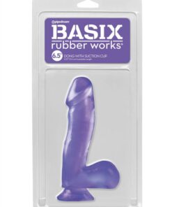 Basix Rubber Works 6.5" Dong with Suction Cup-Purple
