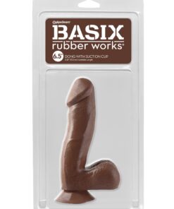 Basix Rubber Works 6.5" Dong With Ea Suction Cup - Brown
