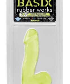 Basix Rubber Works 6.5" Dong With Suction Cup Glow In The Dark