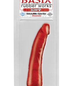 Basix Rubber Works Slim 7" With Suction Cup Red