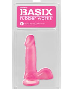 Basix Rubber Works 6" Dong with Suction Cup -Pink